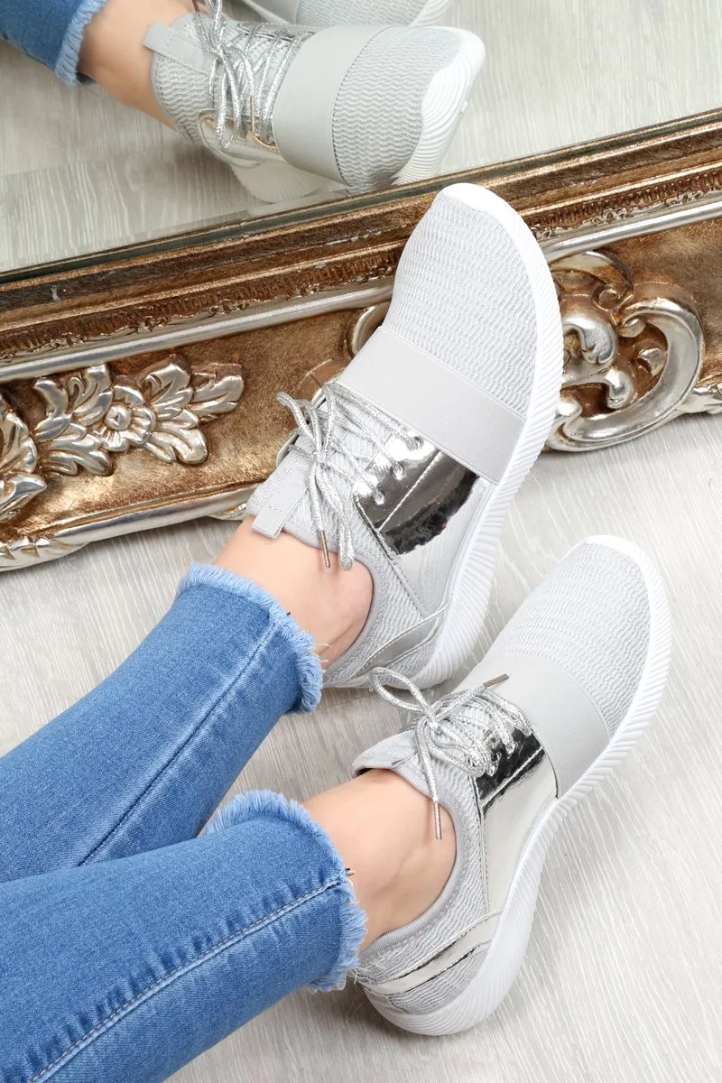 - Up Kenly Lace Metallic Verified seller Trainers Rich collection Silver