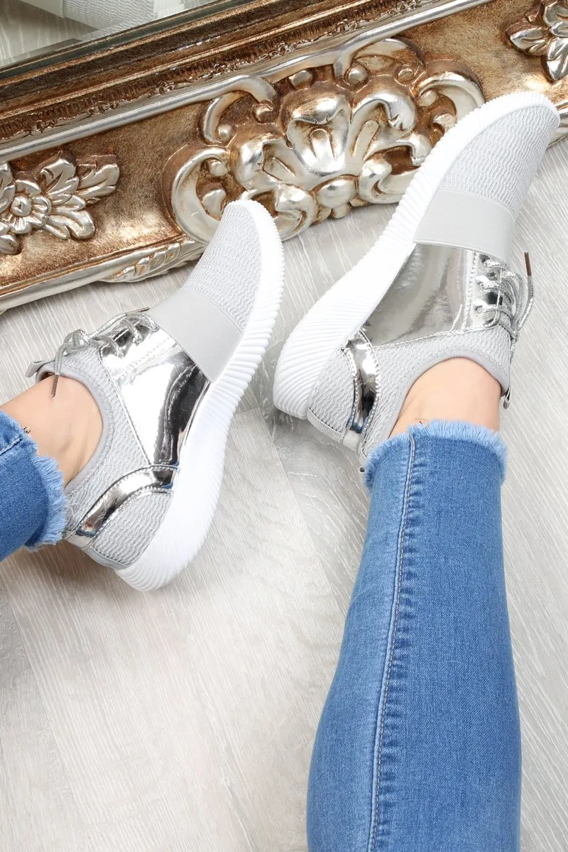 - Up Kenly Lace Metallic Verified seller Trainers Rich collection Silver