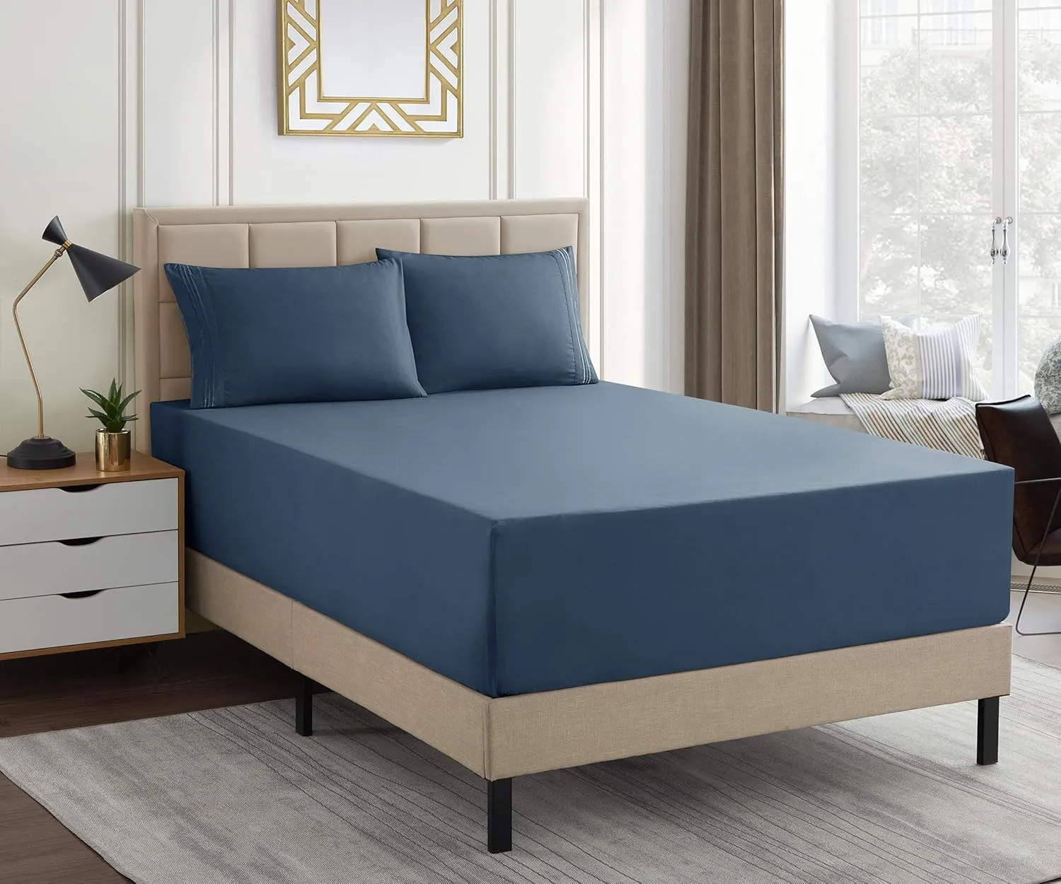 1500 Supreme Collection Extra Deep Pocket Sheets Set - Luxury Soft Bed Sheets, Wrinkle Free, Bedding, Over 40 Colors, 21 inch Extra Deep Pocket, Twin, Denim