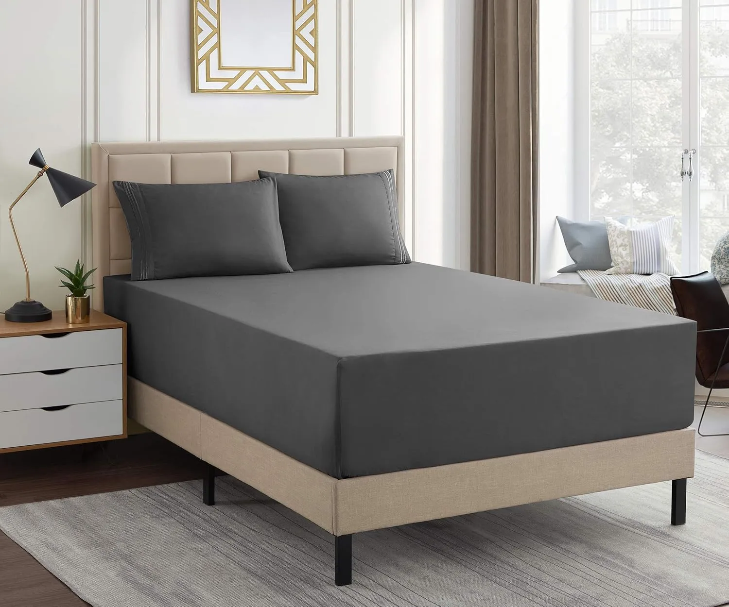 1500 Supreme Collection Extra Deep Pocket Sheets Set - Luxury Soft Bed Sheets, Wrinkle Free, Bedding, Over 40 Colors, 21 inch Extra Deep Pocket, Twin, Gray