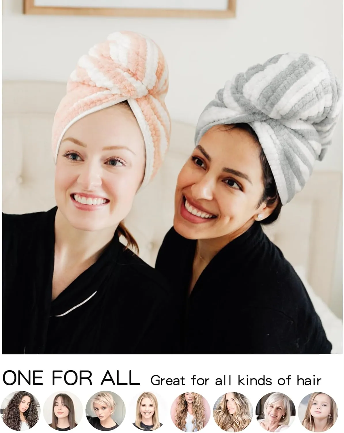 2 Packs Large Microfiber Hair Towels for Women, Super Absorbent & Quick Dry Hair Towel Wrap for Curly Hair Long & Short Hair- Anti-Frizz Hair Turbans for Wet Hair