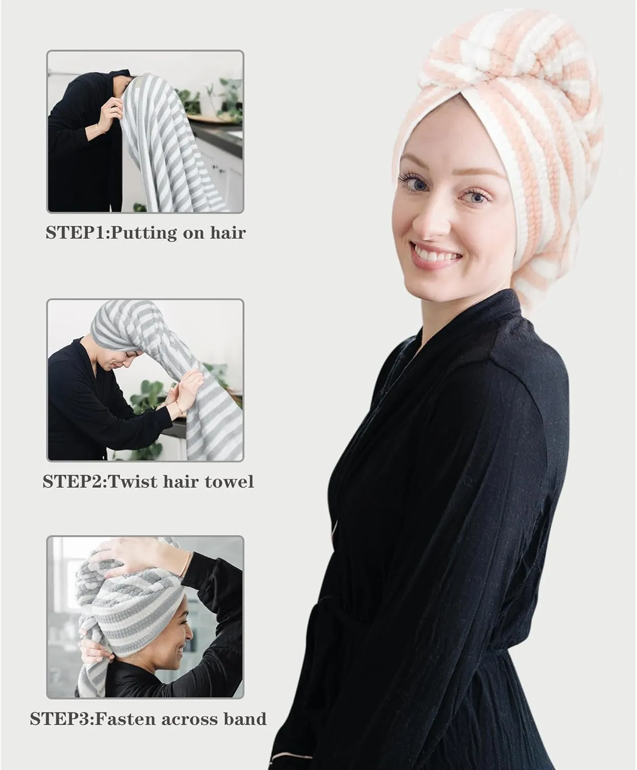 2 Packs Large Microfiber Hair Towels for Women, Super Absorbent & Quick Dry Hair Towel Wrap for Curly Hair Long & Short Hair- Anti-Frizz Hair Turbans for Wet Hair