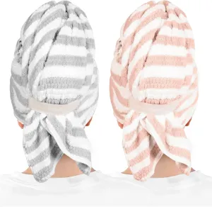 2 Packs Large Microfiber Hair Towels for Women, Super Absorbent & Quick Dry Hair Towel Wrap for Curly Hair Long & Short Hair- Anti-Frizz Hair Turbans for Wet Hair