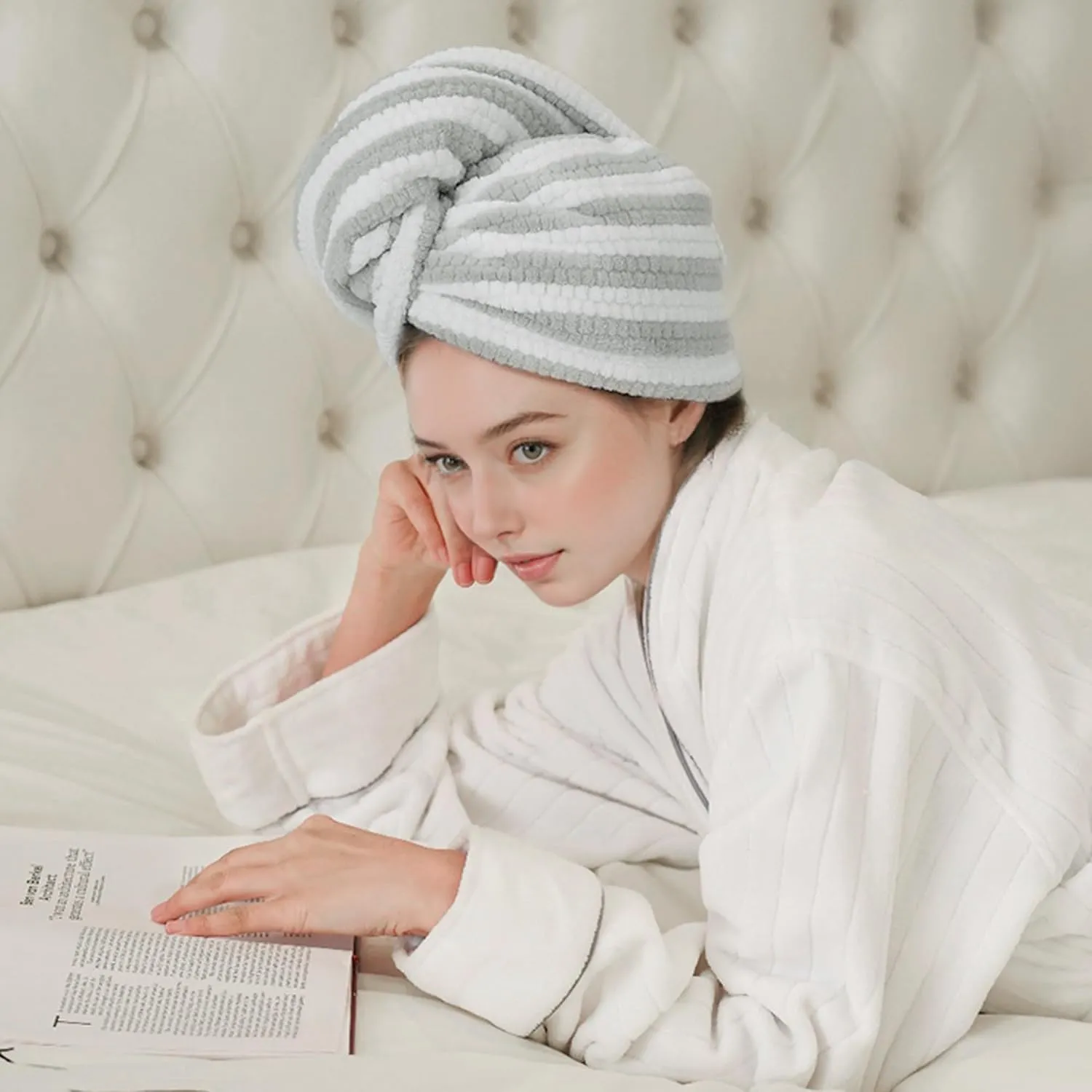 2 Packs Large Microfiber Hair Towels for Women, Super Absorbent & Quick Dry Hair Towel Wrap for Curly Hair Long & Short Hair- Anti-Frizz Hair Turbans for Wet Hair