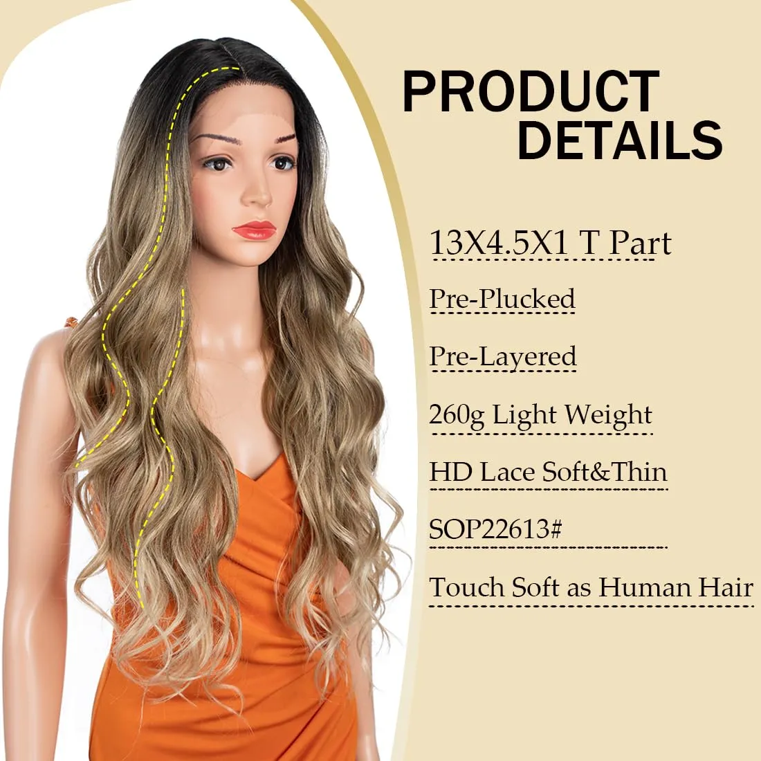30 Inch Body Wave Wig Long Wig 13X4.5X1 Synthetic Lace Front Wig 180 Density black Flax brown Blonde Color Heat Resistant Fiber Hair Pre Plucked Wig SOP22613