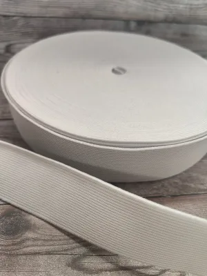 32mm White Flat Elastic