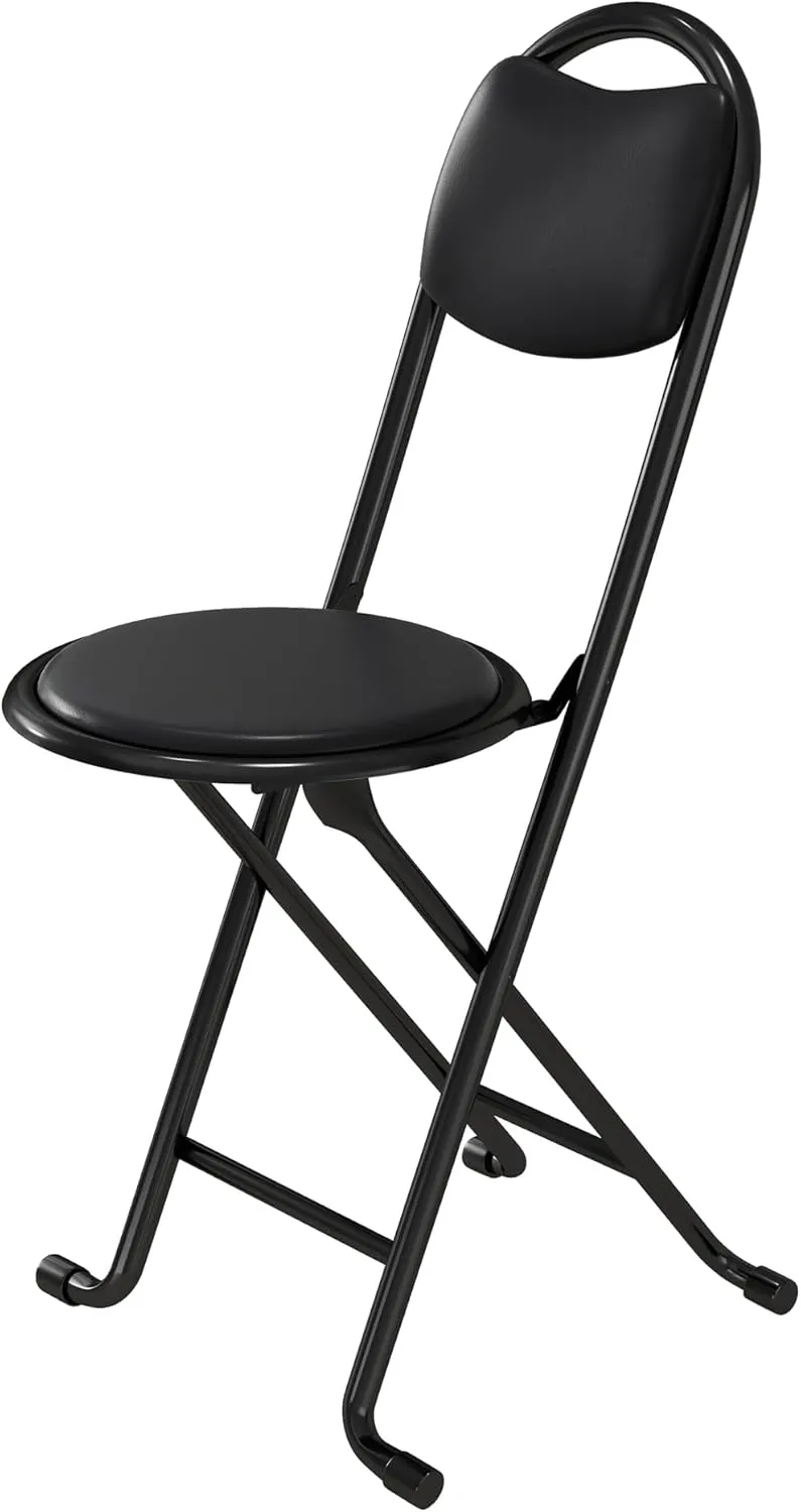 4pcs Folding Stool with Back, Cushioned Padded Camping Stool, Portable Folding Bar Stool, for Outdoor Indoor Kitchen Shop Cafe, No Squeaking, Black