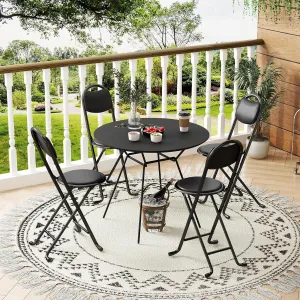 4pcs Folding Stool with Back, Cushioned Padded Camping Stool, Portable Folding Bar Stool, for Outdoor Indoor Kitchen Shop Cafe, No Squeaking, Black