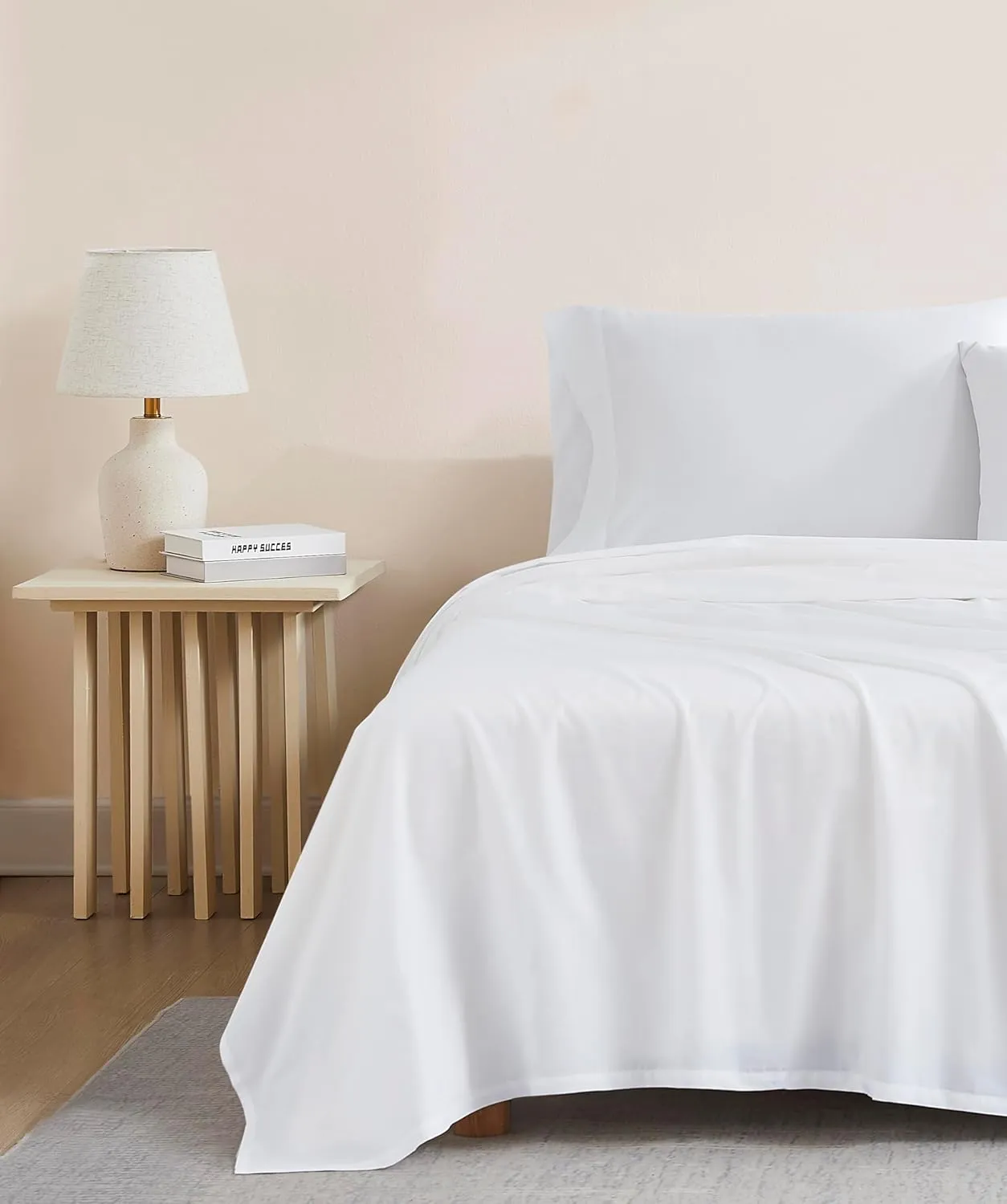 500-Thread-Count Bed Sheet Set California King Size Fits 15-18 Inches Deep Pocket (Solid, Almond Ivory)