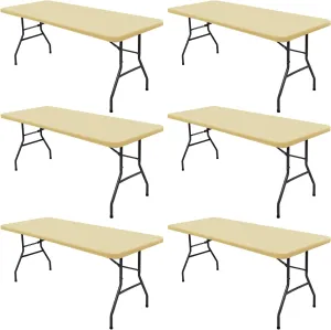 6 Pack Picnic Table Cover Fitted Elastic Outdoor Tablecloths for 6 Foot Rectangle Tables Waterproof Stretch Washable Patio Folding Spandex Table Cloth for Camping Banquet Parties (Champagne,30" x 72")