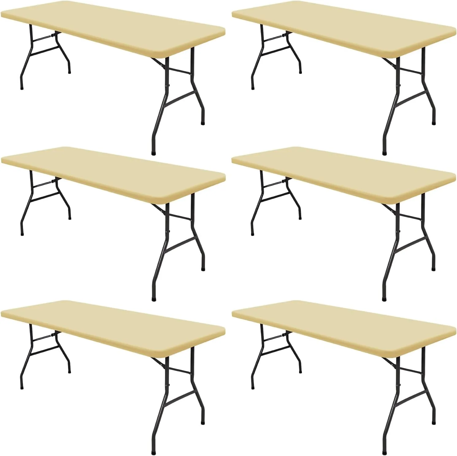 6 Pack Picnic Table Cover Fitted Elastic Outdoor Tablecloths for 6 Foot Rectangle Tables Waterproof Stretch Washable Patio Folding Spandex Table Cloth for Camping Banquet Parties (Champagne,30" x 72")