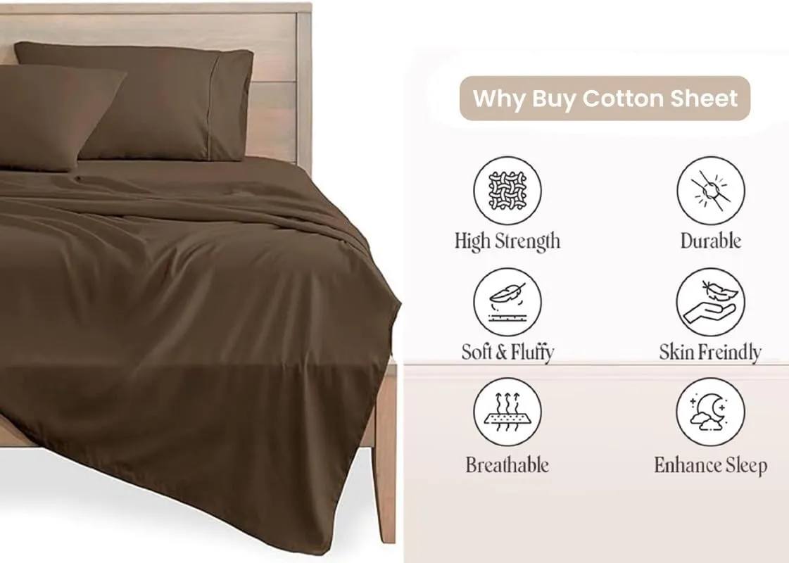600 TC PercaleCotton Sheets for Full XL Size Bed - Percale Cotton Sheets Full XL Size Sheets Full XL Size Deep Pocket Cotton Bed Sheets Full XL Sheets Full XL Size Cotton Bedsheet Set Full XL Size