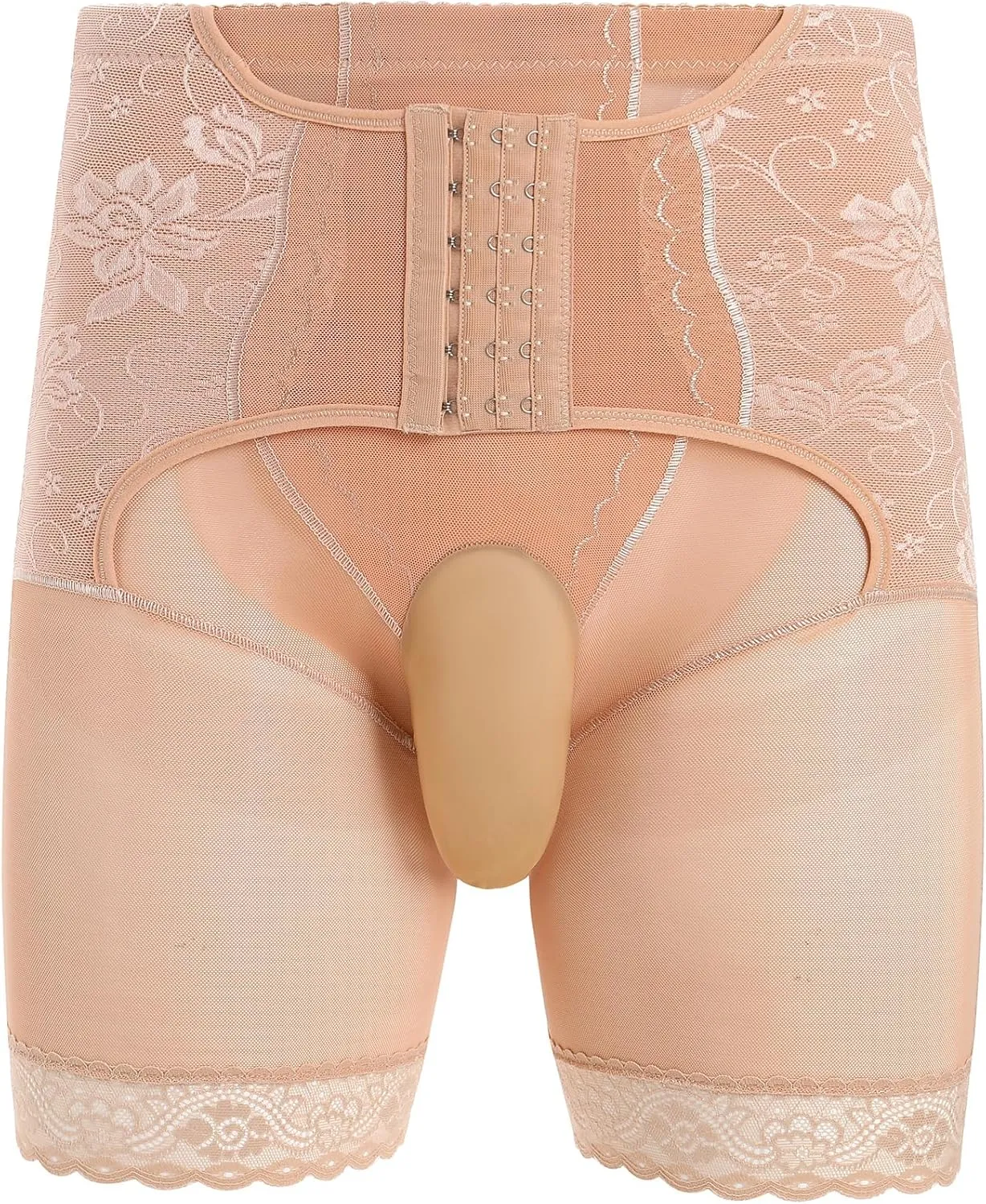 ABAFIP Men's Shapewear Lace Tummy Control Underwear High Waist Sissy Pouch Panties Girdle Waist Trainer