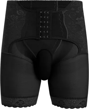 ABAFIP Men's Shapewear Lace Tummy Control Underwear High Waist Sissy Pouch Panties Girdle Waist Trainer