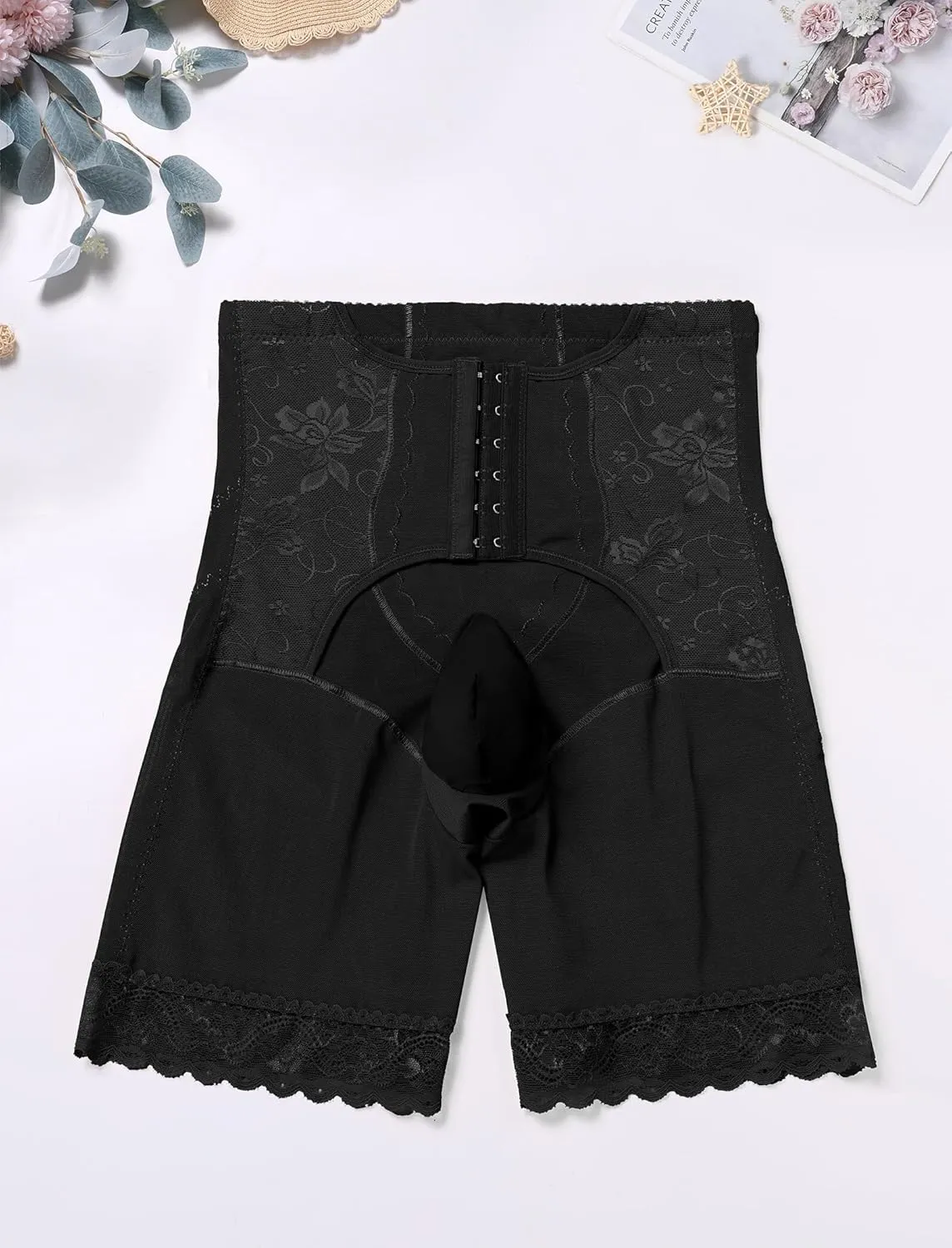 ABAFIP Men's Shapewear Lace Tummy Control Underwear High Waist Sissy Pouch Panties Girdle Waist Trainer