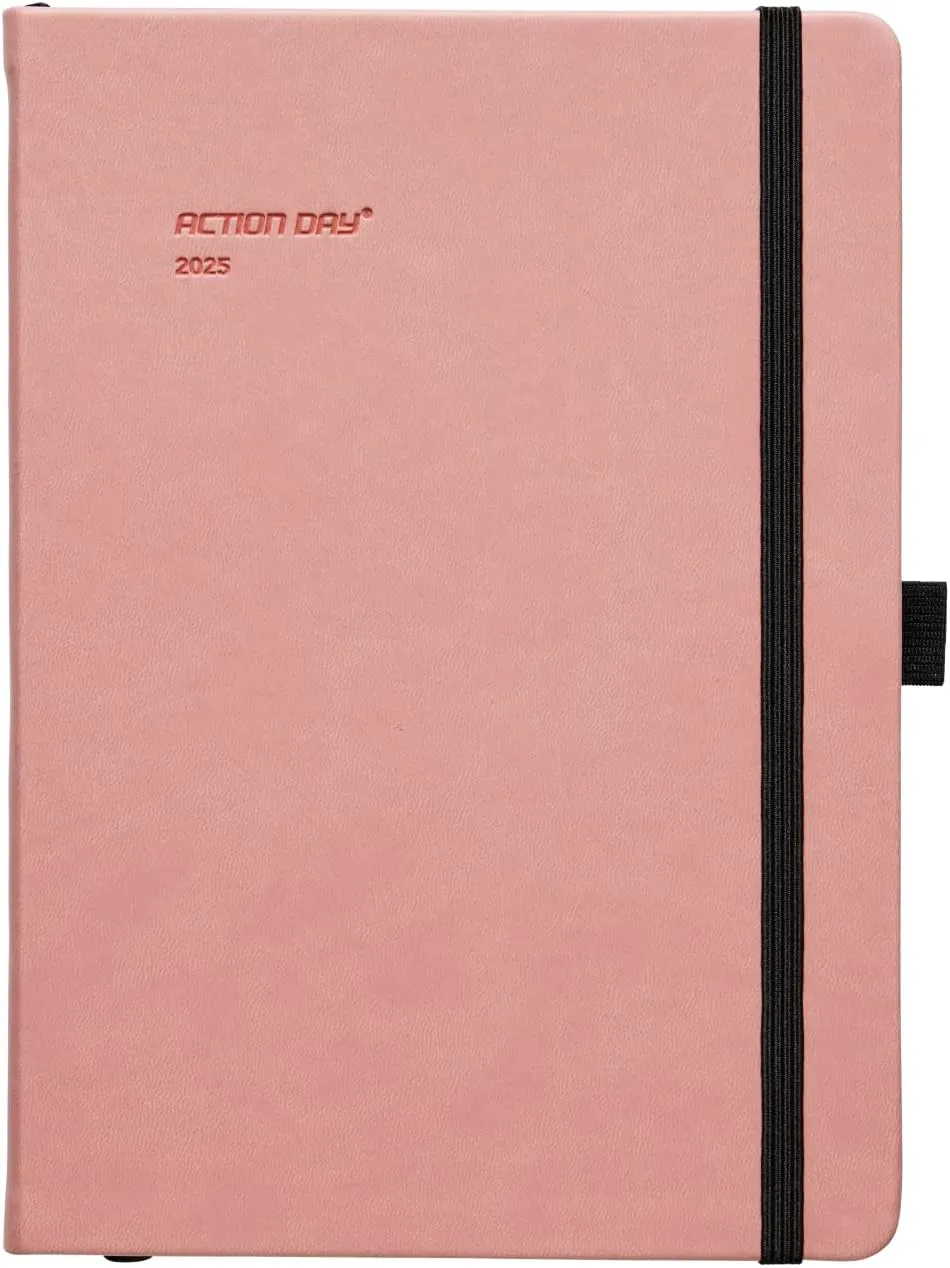 Action Day 2025 Weekly Planner - Effective Planning System & Increase Productivity, To-Do List, Goals, Projects, Dated Daily Diary - 7x9 Pink