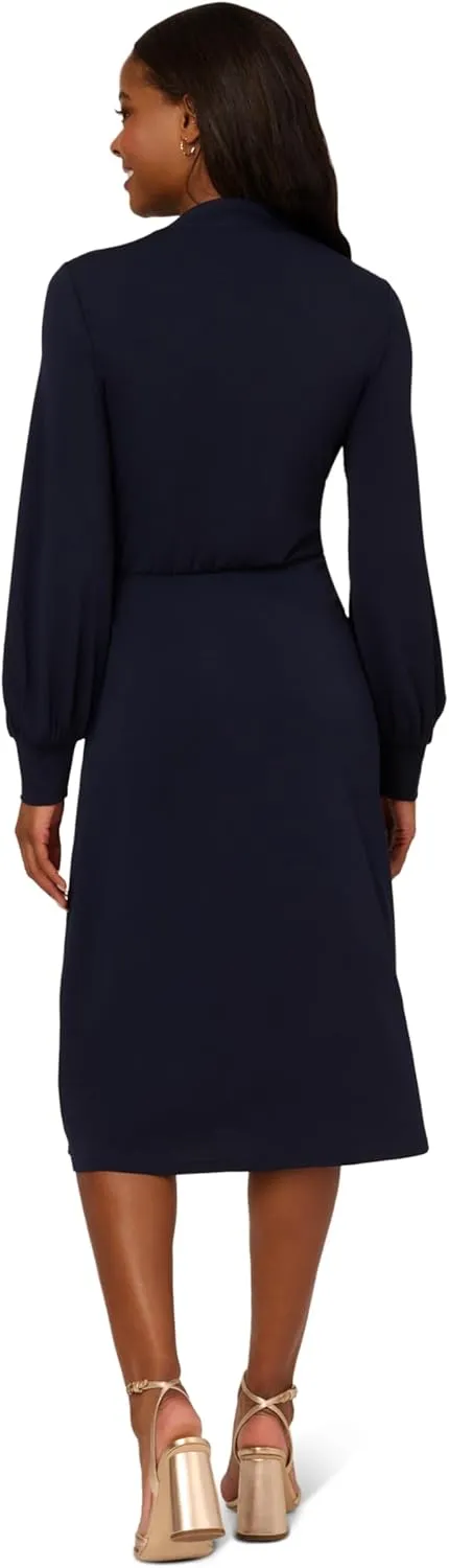 Adrianna Papell Women's Long Sleeve Wrap Midi Dress