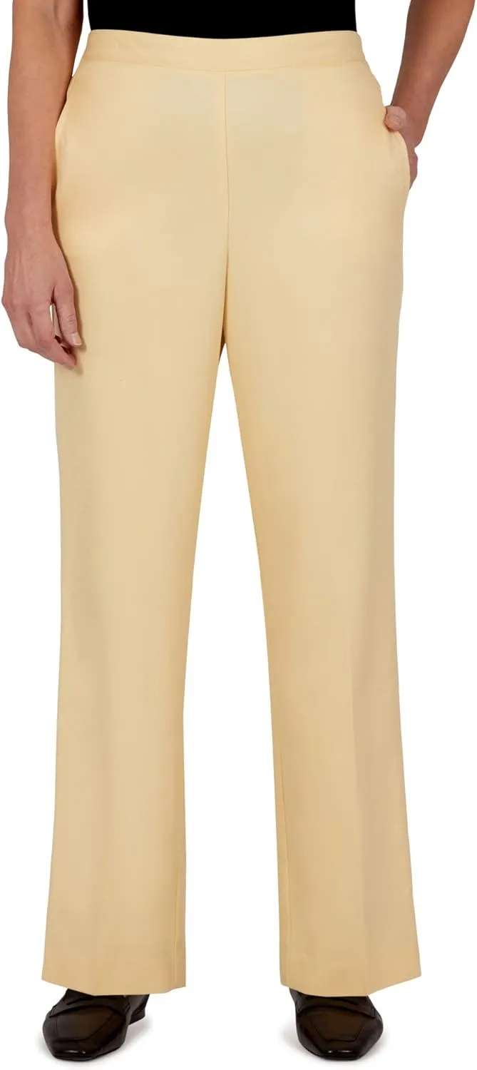 Alfred Dunner Women's Microfiber Regular Fit Short Length Pant