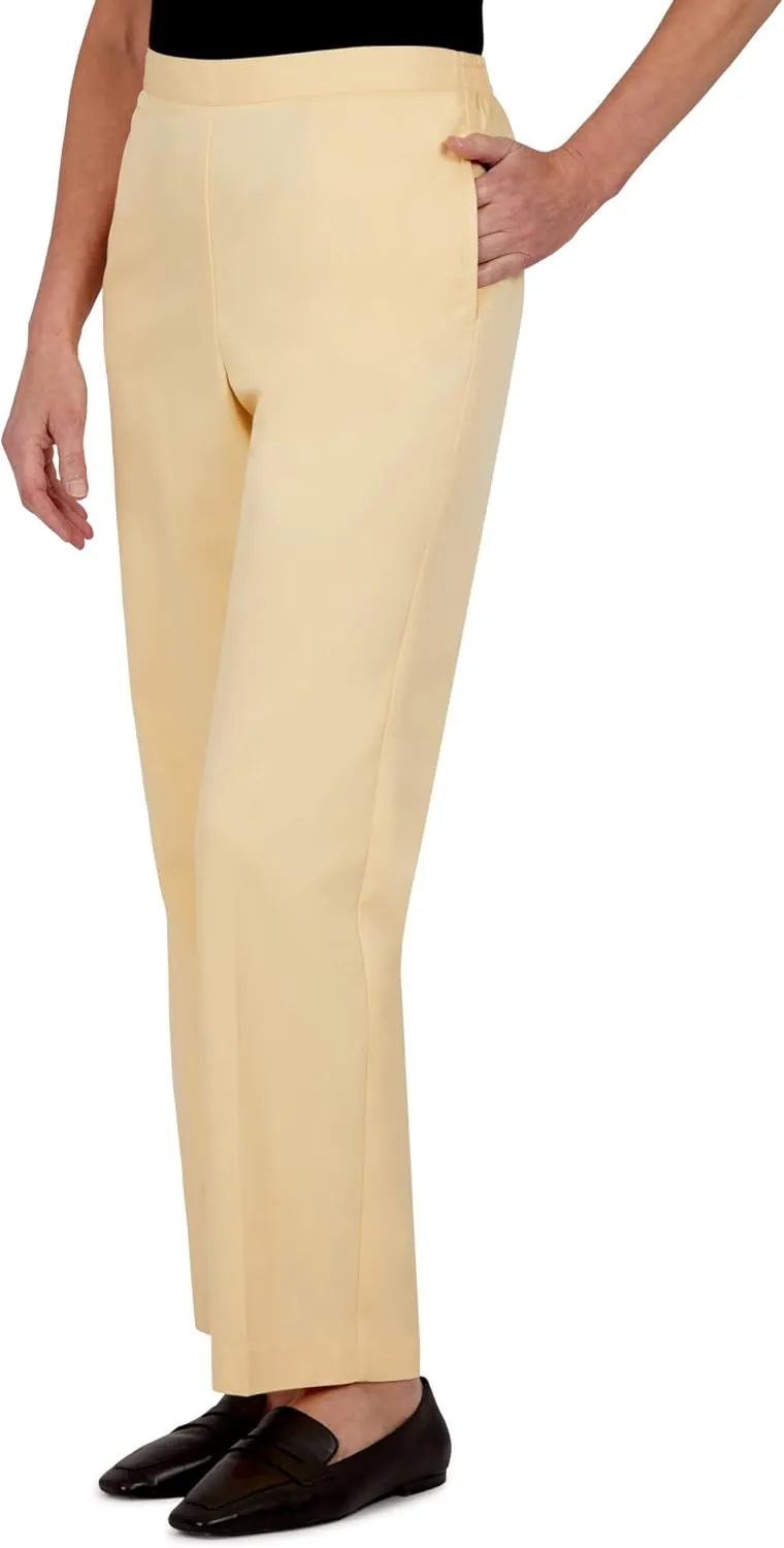 Alfred Dunner Women's Microfiber Regular Fit Short Length Pant