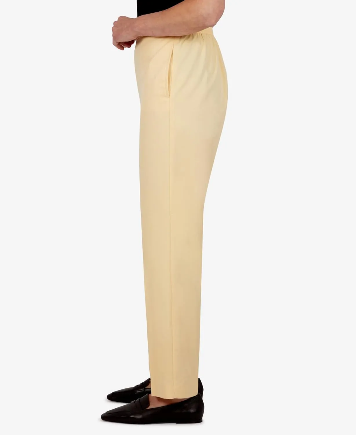 Alfred Dunner Women's Microfiber Regular Fit Short Length Pant
