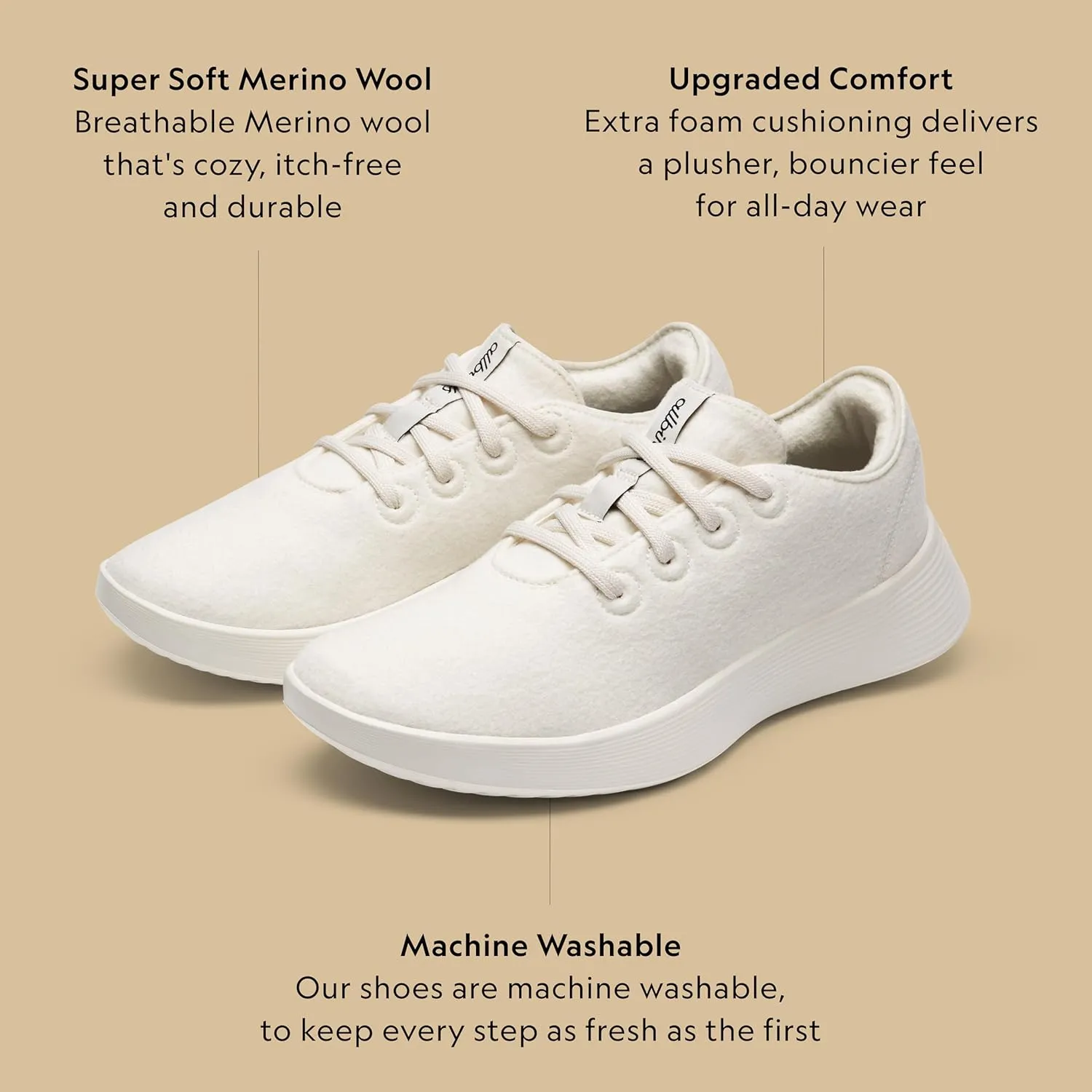 Allbirds Women's Wool Runner Go, Breathable Merino Wool Sneakers