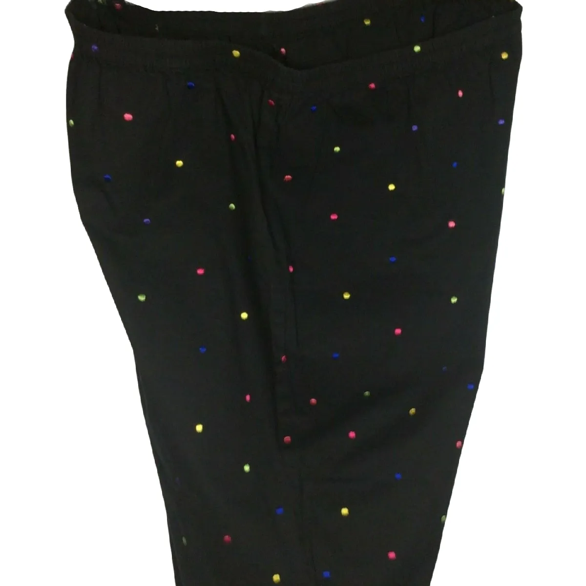 Anna Maxwell Women Capri Pants Size 5X 34W/36W Black Polka Dots Elastic Waist