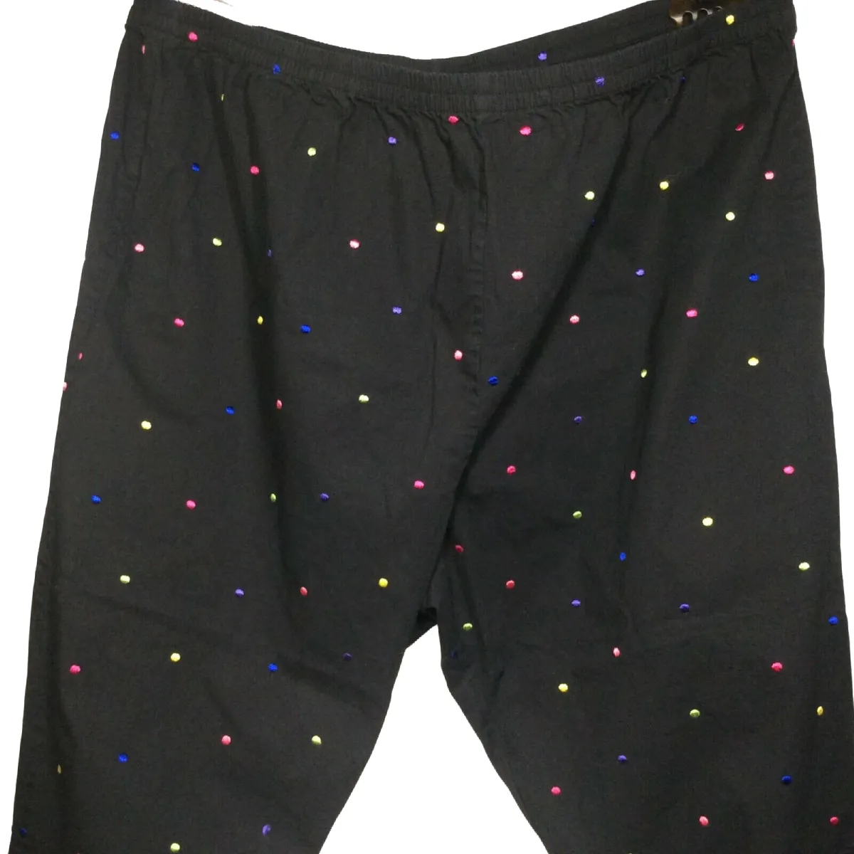 Anna Maxwell Women Capri Pants Size 5X 34W/36W Black Polka Dots Elastic Waist
