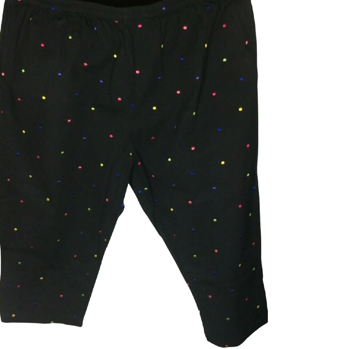 Anna Maxwell Women Capri Pants Size 5X 34W/36W Black Polka Dots Elastic Waist
