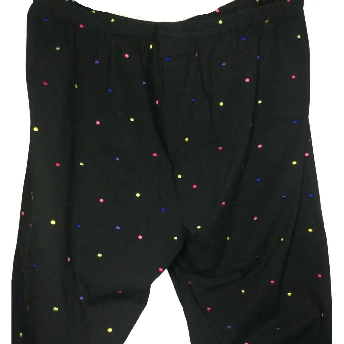 Anna Maxwell Women Capri Pants Size 5X 34W/36W Black Polka Dots Elastic Waist
