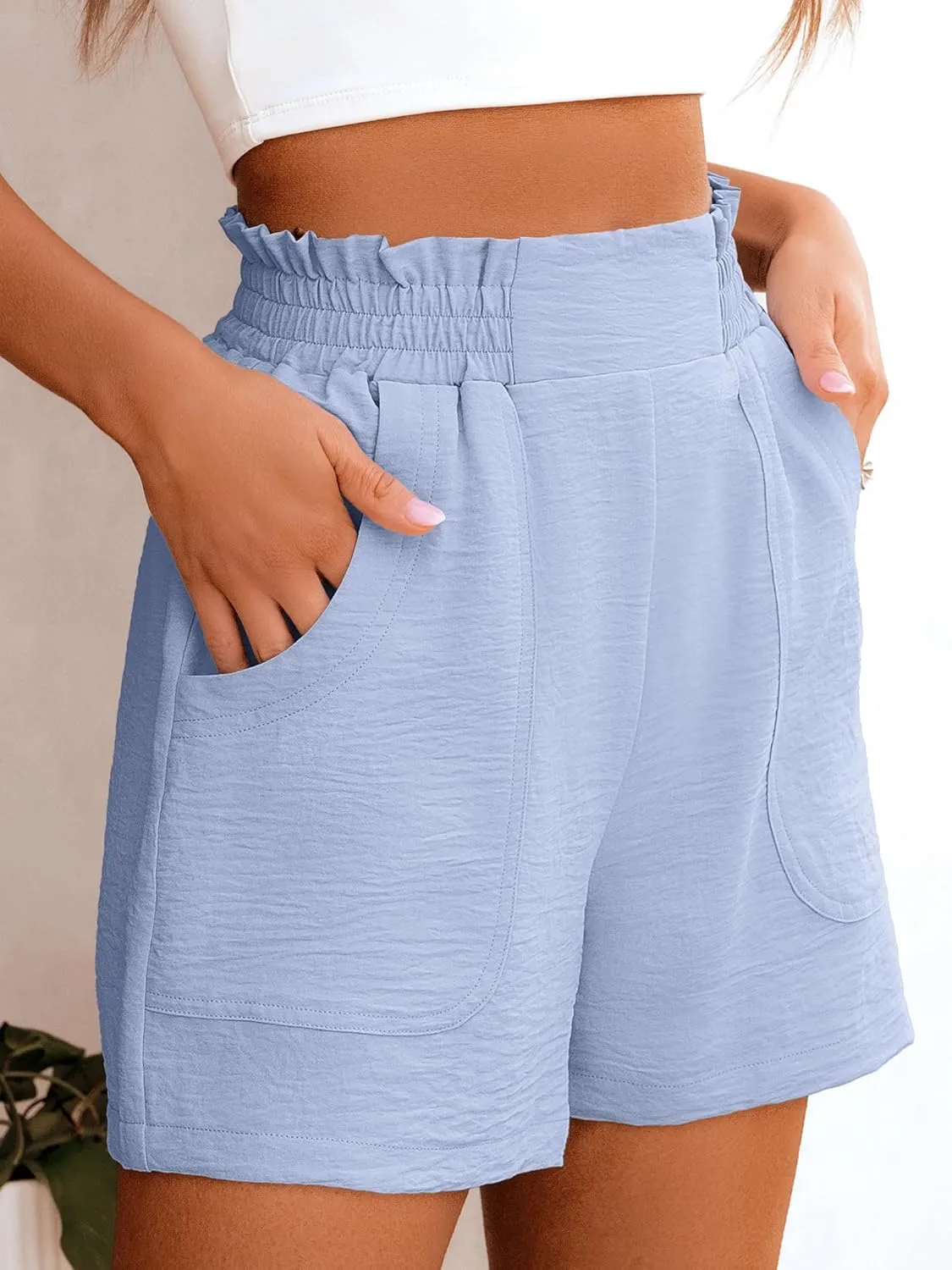ANRABESS Women Summer Casual Shorts Elastic High Waisted Wide Leg Cute Dressy Beach Shorts 2025 Fashion Vacation Outfits