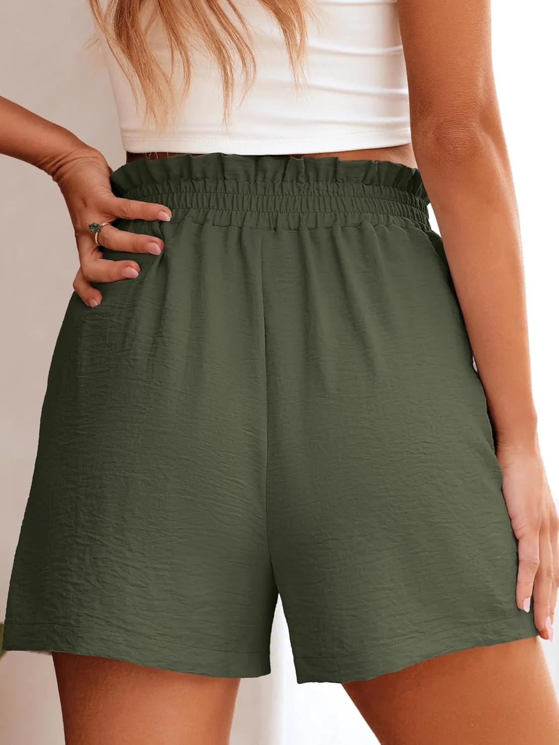 ANRABESS Women Summer Casual Shorts Elastic High Waisted Wide Leg Cute Dressy Beach Shorts 2025 Fashion Vacation Outfits