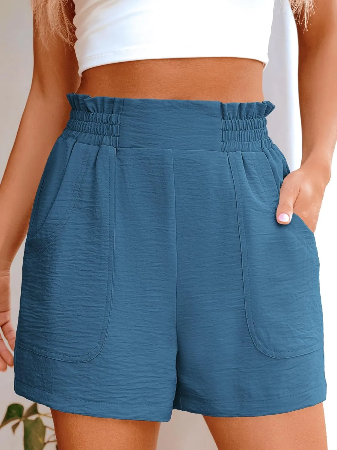 ANRABESS Women Summer Casual Shorts Elastic High Waisted Wide Leg Cute Dressy Beach Shorts 2025 Fashion Vacation Outfits