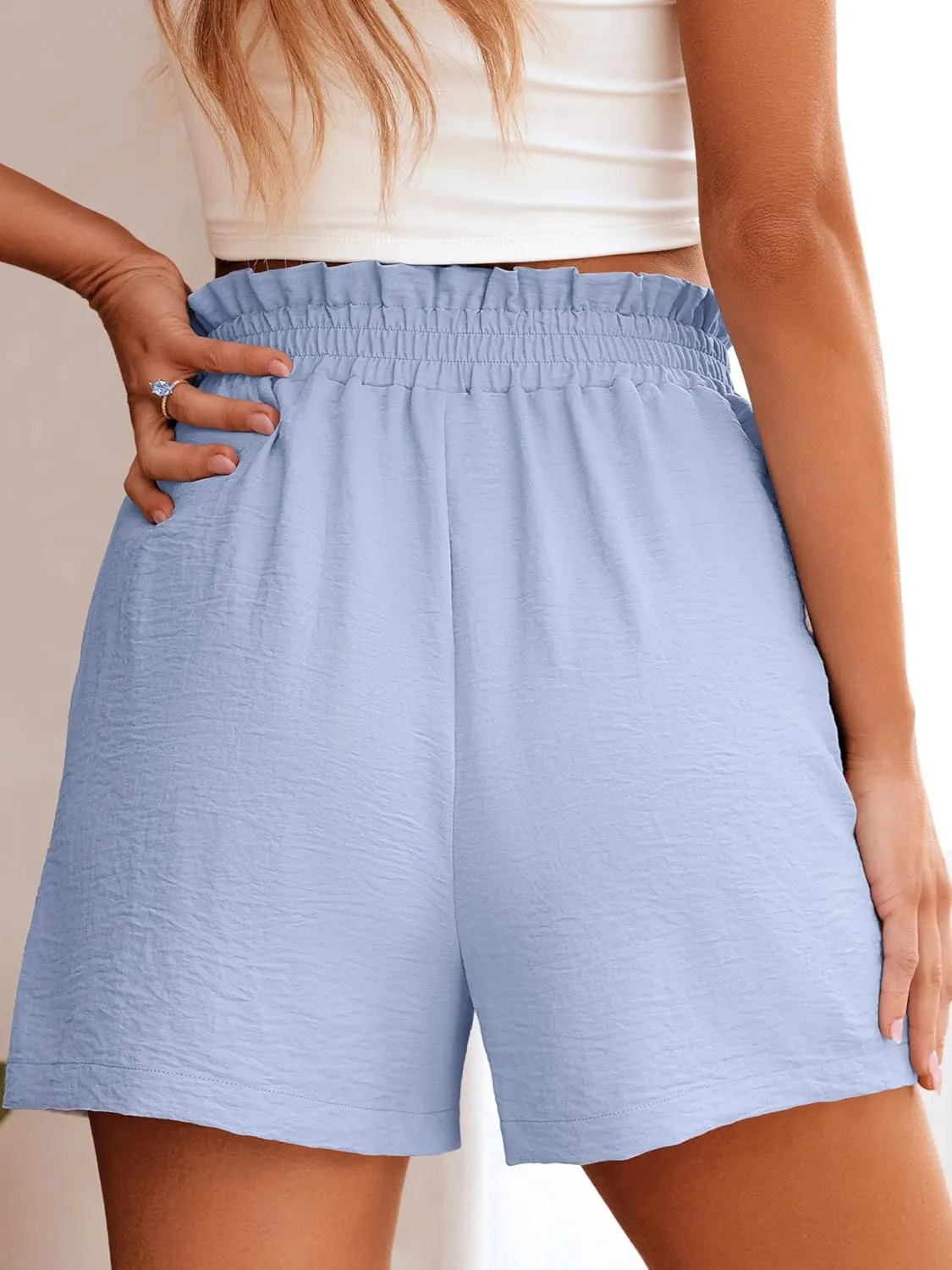 ANRABESS Women Summer Casual Shorts Elastic High Waisted Wide Leg Cute Dressy Beach Shorts 2025 Fashion Vacation Outfits