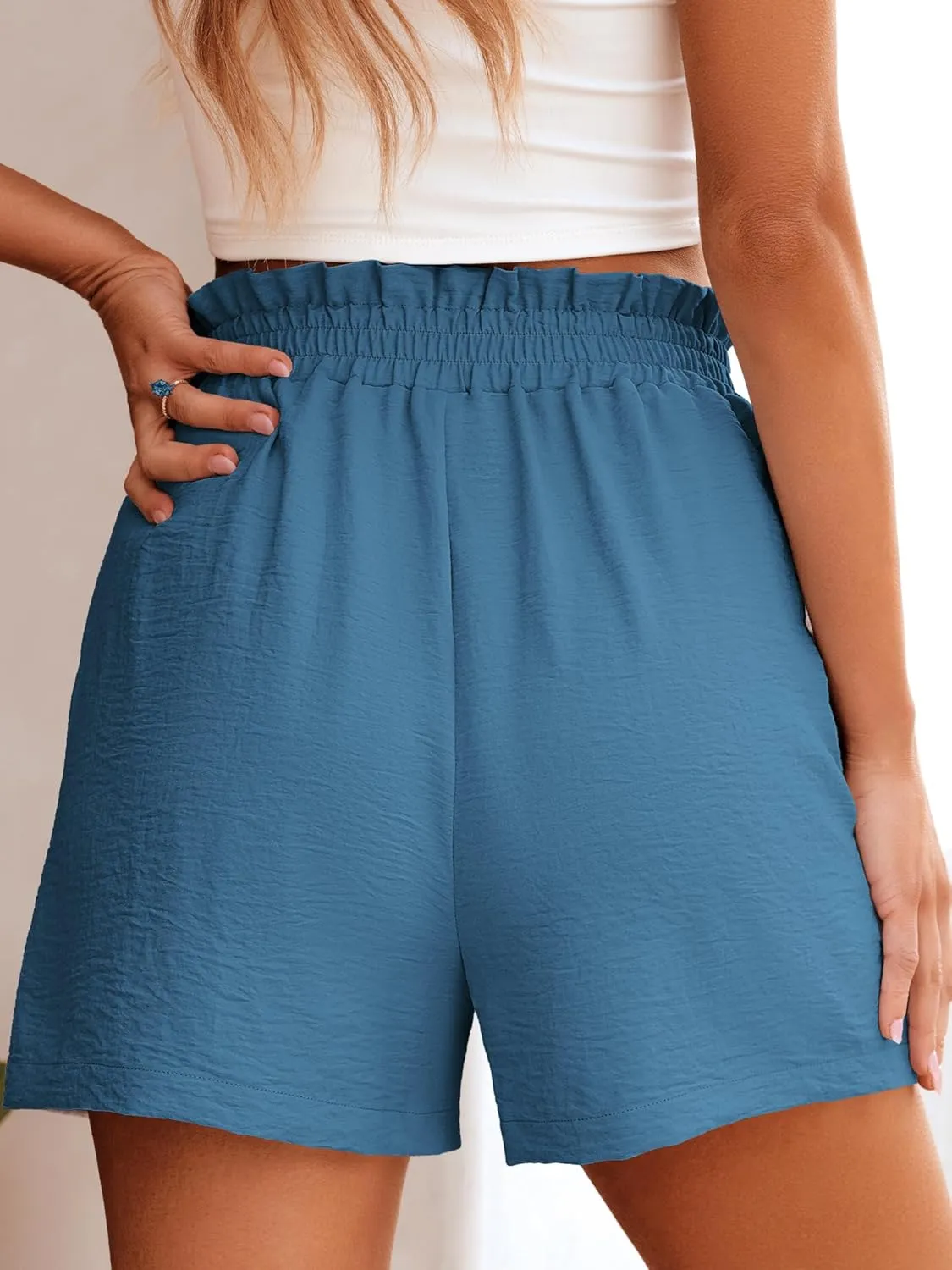 ANRABESS Women Summer Casual Shorts Elastic High Waisted Wide Leg Cute Dressy Beach Shorts 2025 Fashion Vacation Outfits