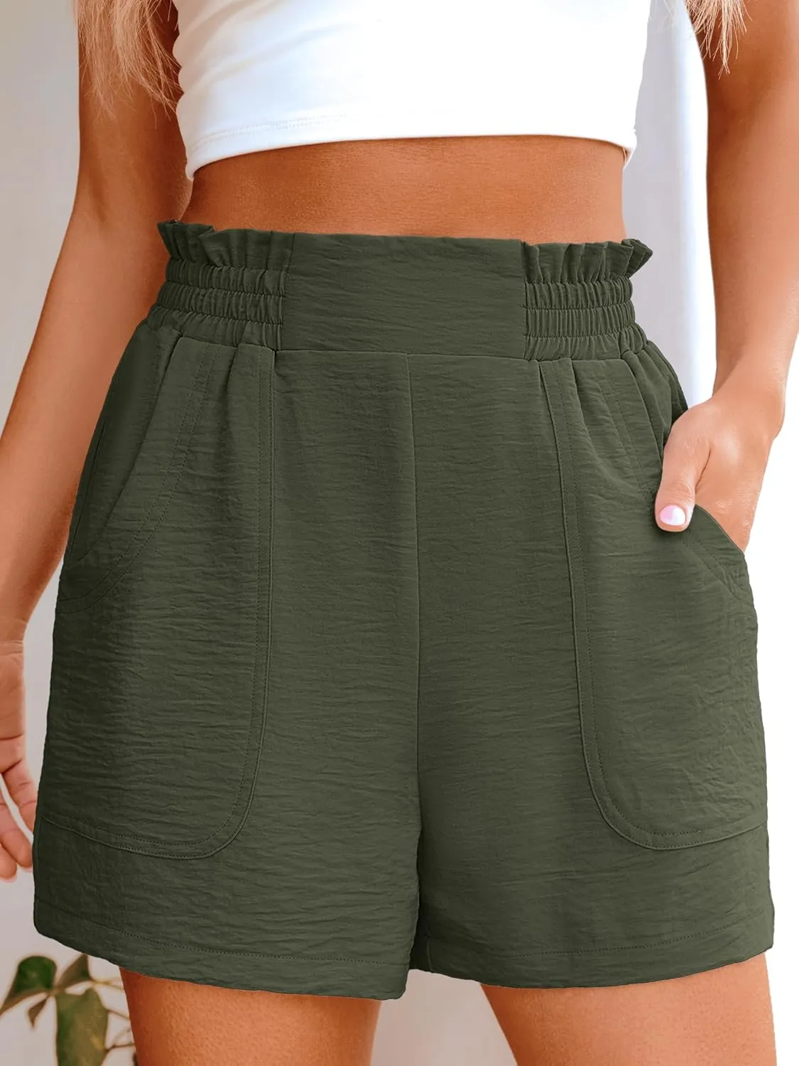 ANRABESS Women Summer Casual Shorts Elastic High Waisted Wide Leg Cute Dressy Beach Shorts 2025 Fashion Vacation Outfits
