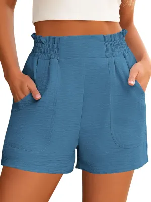 ANRABESS Women Summer Casual Shorts Elastic High Waisted Wide Leg Cute Dressy Beach Shorts 2025 Fashion Vacation Outfits