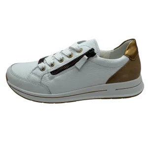 Ara White Leather Trainers with Brown Detail