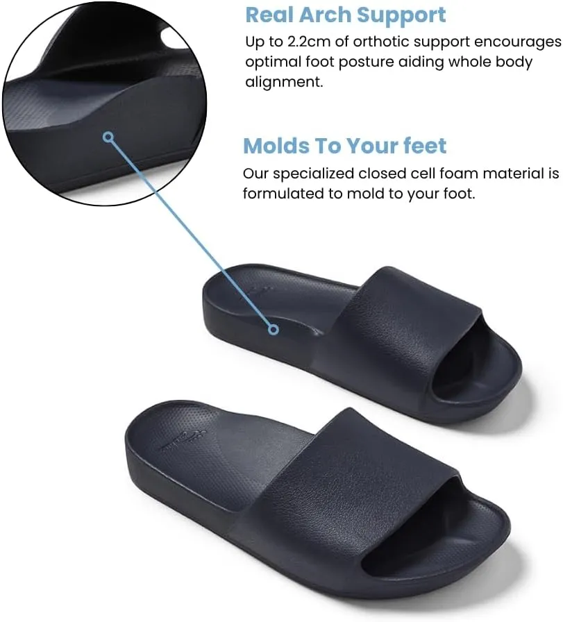 Archies Arch Support Slides – Orthotic Recovery Sandals for Plantar Fasciitis Relief, Foot Pain & Heel Pain – Lightweight, Cushioned, Shock-Absorbing Slides for Walking, Standing, and All-Day Comfort