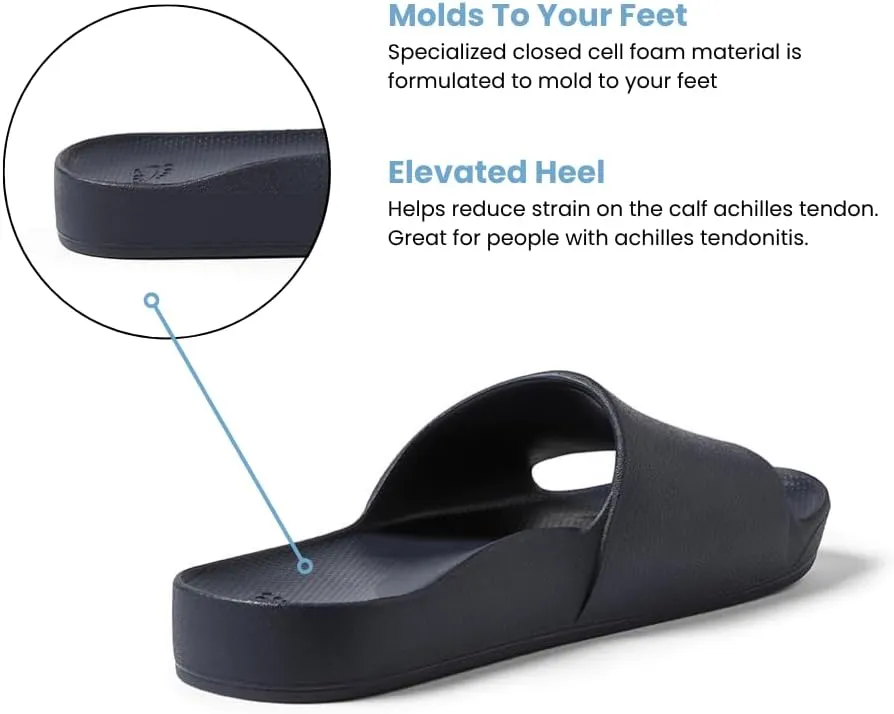 Archies Arch Support Slides – Orthotic Recovery Sandals for Plantar Fasciitis Relief, Foot Pain & Heel Pain – Lightweight, Cushioned, Shock-Absorbing Slides for Walking, Standing, and All-Day Comfort
