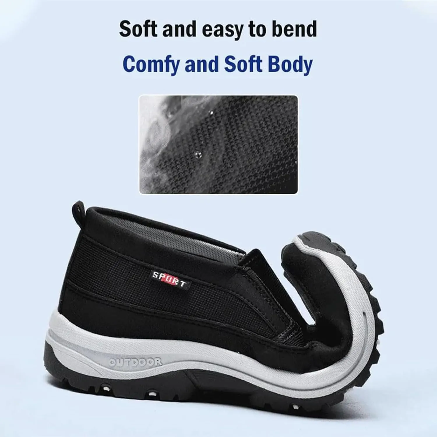 Auguscare Shoes Men, Comfortable, Breathable, Mesh-Quality Dad Hiking Shoes, Men's Arch Support Slip-On Loafer Black