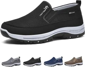 Auguscare Shoes Men, Comfortable, Breathable, Mesh-Quality Dad Hiking Shoes, Men's Arch Support Slip-On Loafer Black
