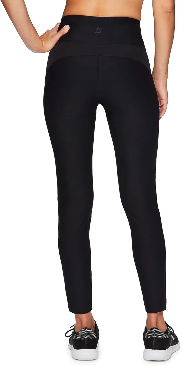 Avalanche Women's Combo Stretch Woven Front Knit Slim Fit Pant with Pockets