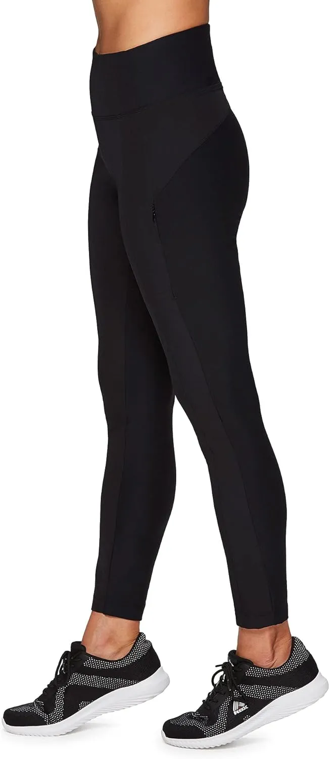 Avalanche Women's Combo Stretch Woven Front Knit Slim Fit Pant with Pockets