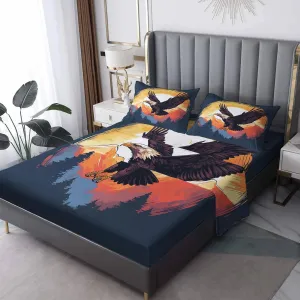 Bald Eagle Sheets Twin XL Size - Eagle Bed Sheets, Soft Microfiber & Deep Pocket & Wrinkle Free Patterned Bedding Sheets & Pillowcases, 3 Piece (1 Fitted Sheet, 1 Flat Sheet, 1 Pillow Case)
