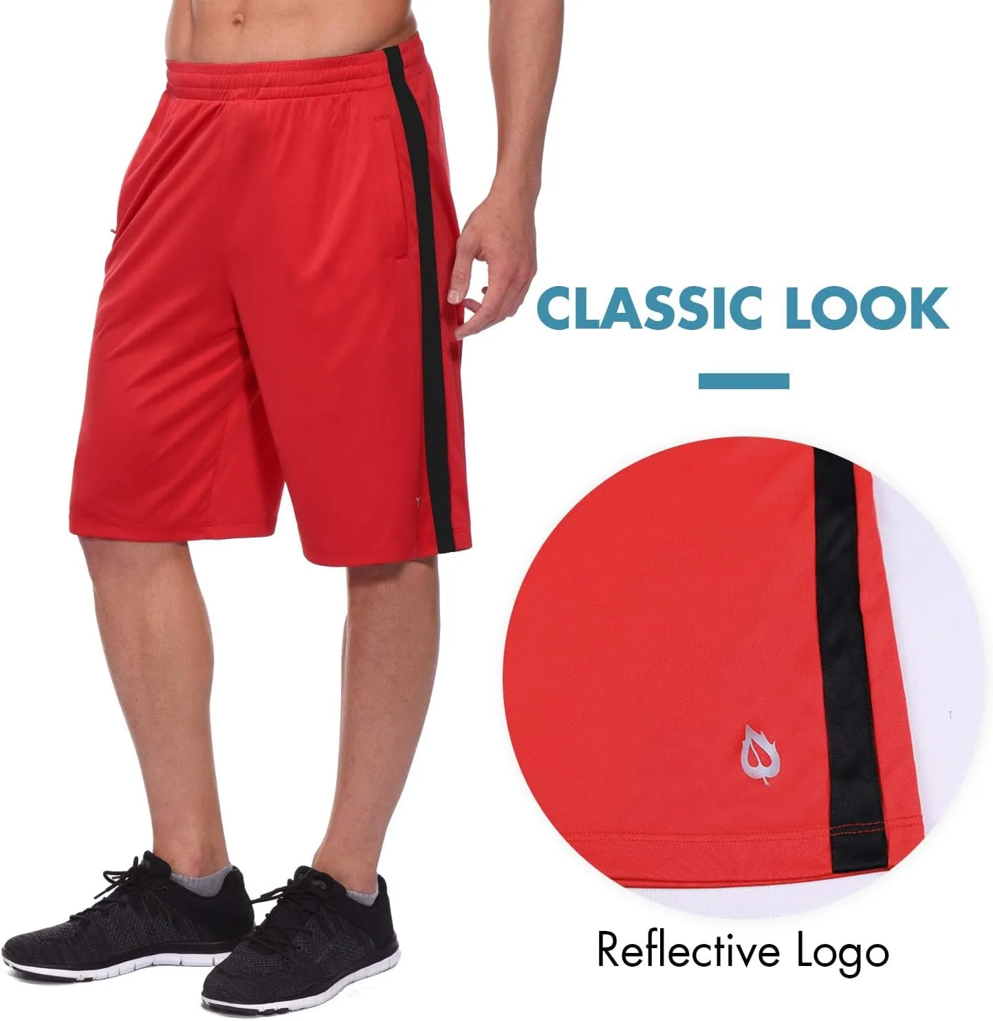 baleaf Men's Basketball Shorts Long with Zipper Pockets Quick Dry Workout Training Drawstrings 11"