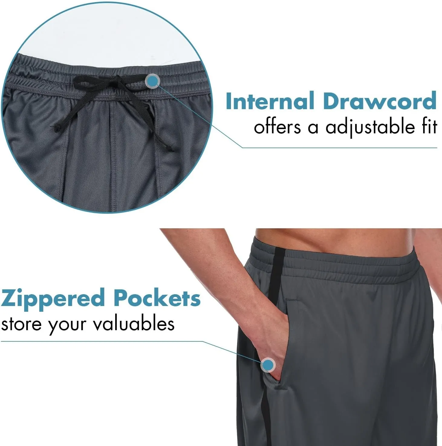 baleaf Men's Basketball Shorts Long with Zipper Pockets Quick Dry Workout Training Drawstrings 11"