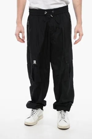 Balmain Nylon Cargo Track Pants with Elastic Cuffs