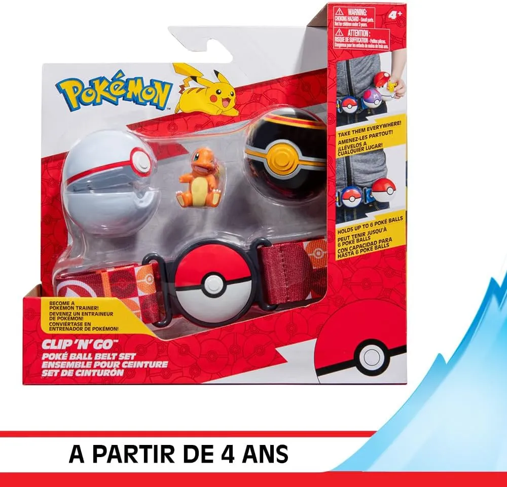 Bandai - Pokémon - Clip 'N' Go Belt - 1 Belt, 1 Poké Ball, 1 Luxury Ball and 1 Pikachu Figure 5 cm