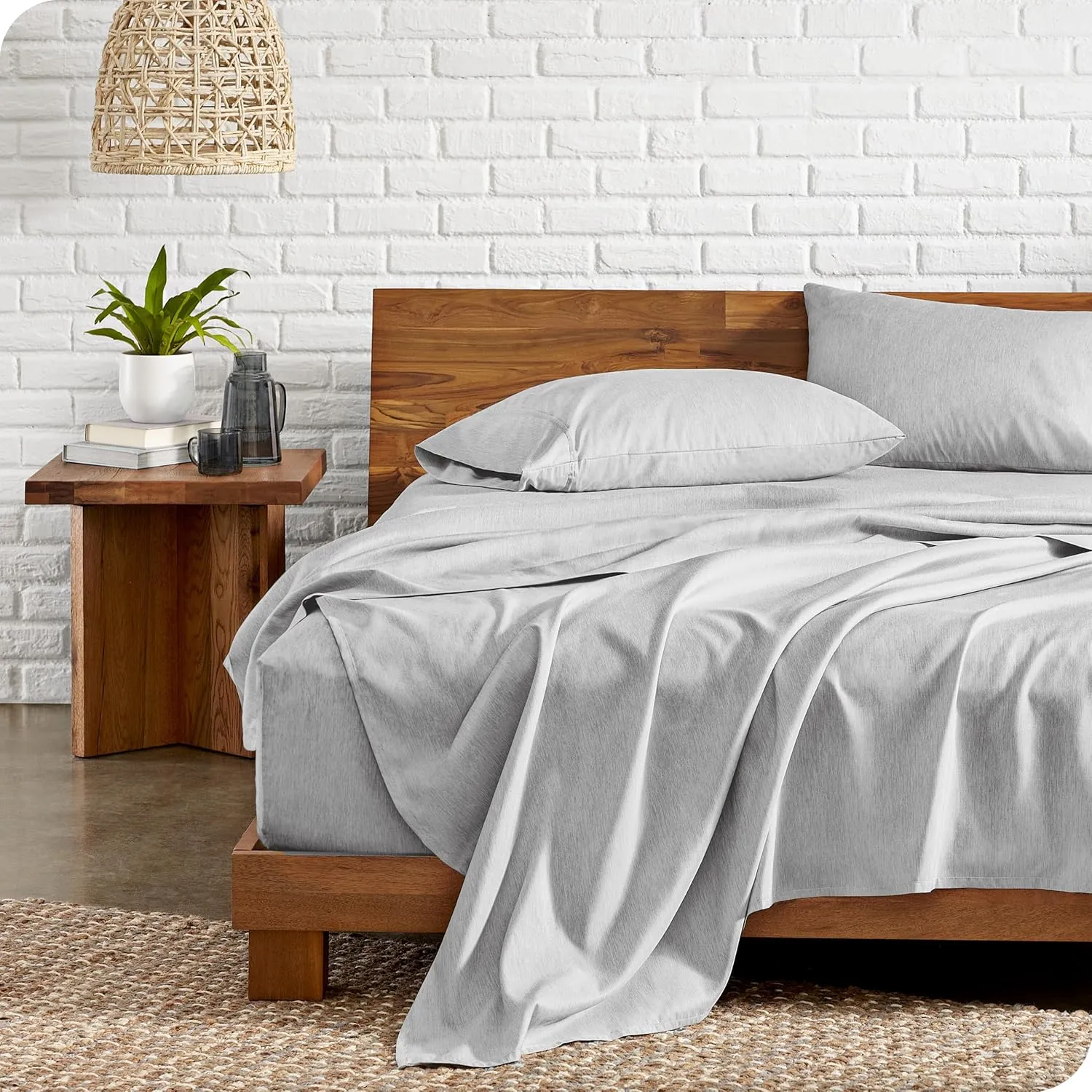 Bare Home Queen Sheet Set - Luxury 1800 Ultra-Soft Microfiber Bed Sheets - Double Brushed - Deep Pockets - Easy Fit - 4 Piece Set - Bedding & Pillowcases (Queen, Heathered Pewter)