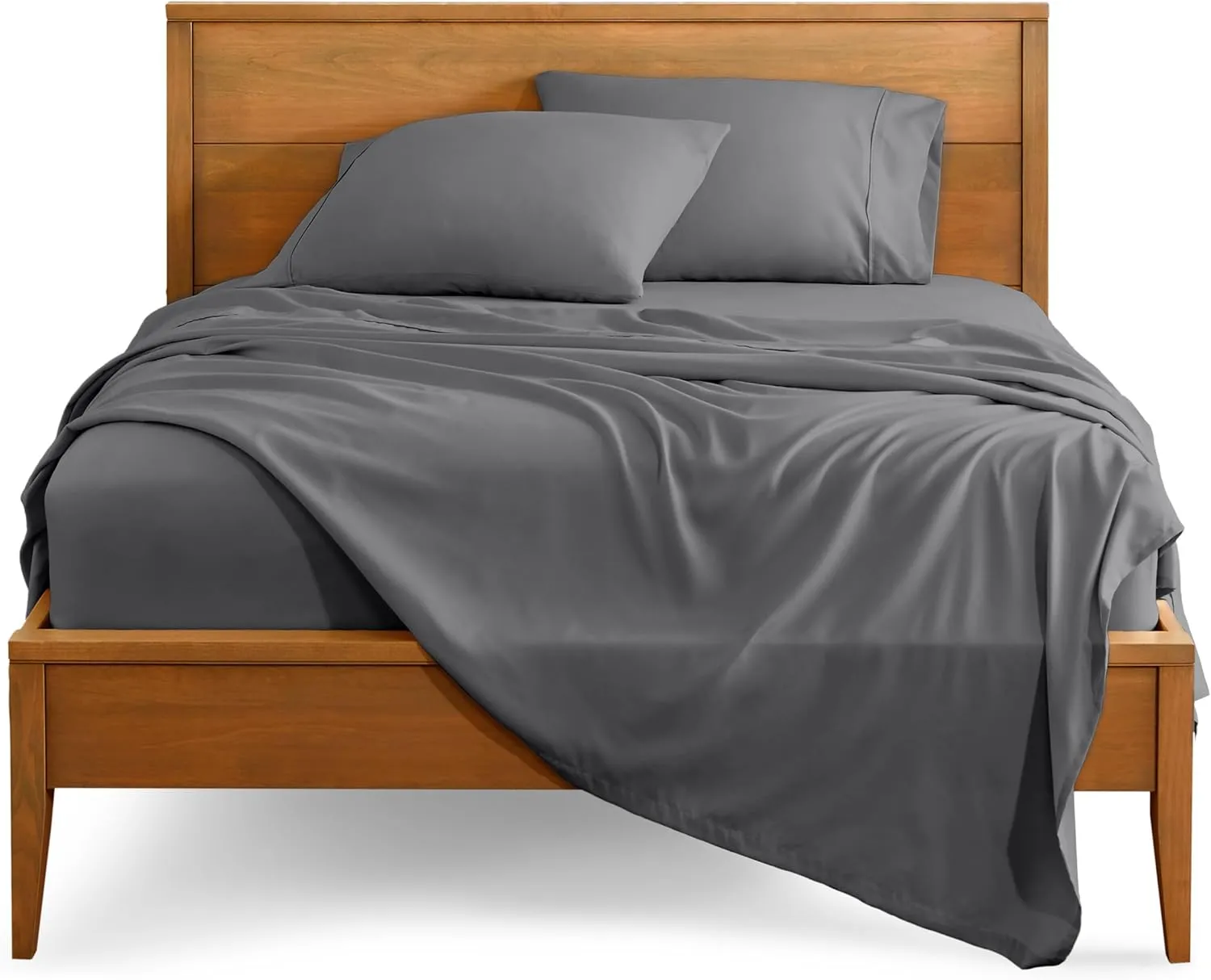 Bare Home Queen Sheet Set - Luxury 1800 Ultra-Soft Microfiber Bed Sheets - Double Brushed - Deep Pockets - Easy Fit - 4 Piece Set - Bedding Sheets & Pillowcases (Queen, Grey)